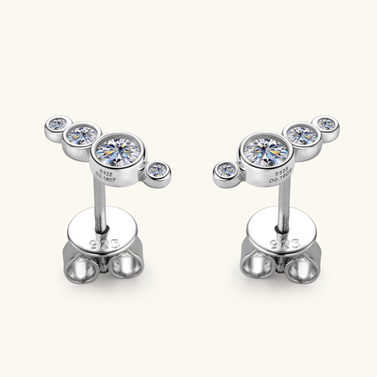 White Smoke Moissanite 925 Sterling Silver Stud Earrings