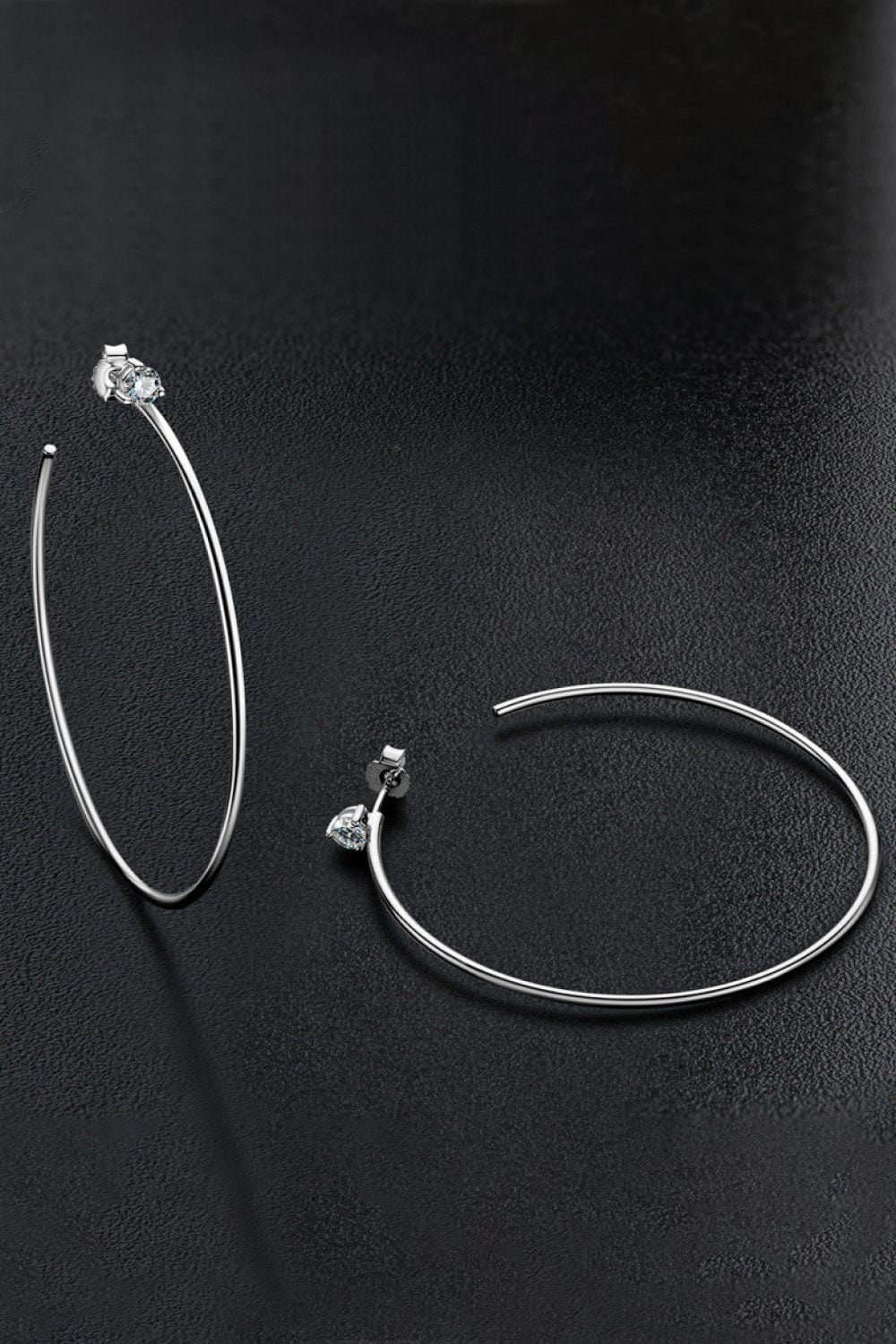 Dark Slate Gray 925 Sterling Silver Moissanite Hoop Earrings