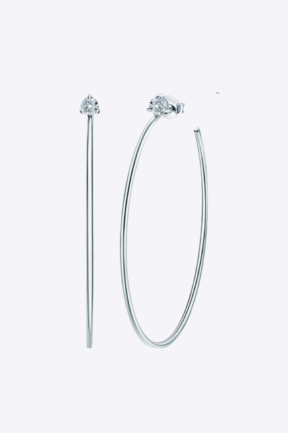 White Smoke 925 Sterling Silver Moissanite Hoop Earrings