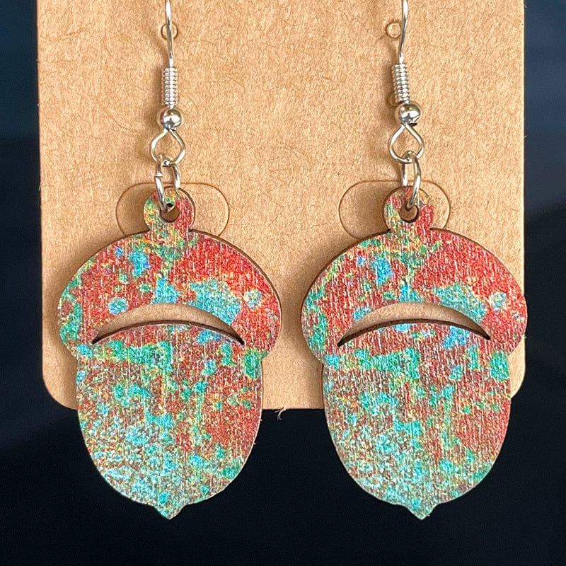 Tan Wooden Dangle Earrings