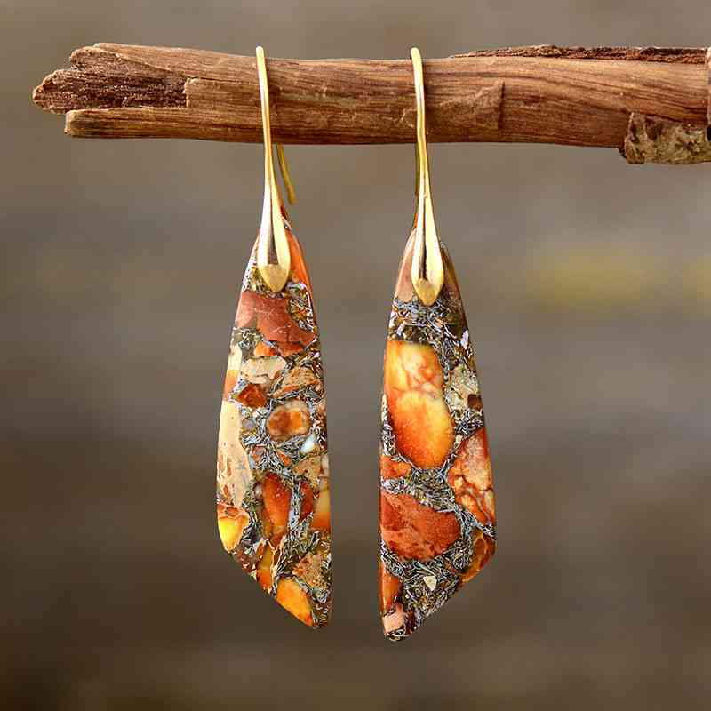 Dim Gray Gold-Plated Copper Dangle Earrings