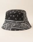 Dark Slate Gray Paisley Pattern Reversible Safari Bucket Hat