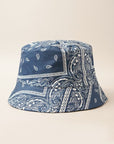 Antique White Paisley Pattern Reversible Safari Bucket Hat