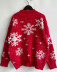 Light Gray Snowflake Pattern Dropped Shoulder Sweater