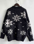 Light Gray Snowflake Pattern Dropped Shoulder Sweater