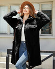 Dark Gray Texture Button Up Dropped Shoulder Coat