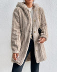 Light Gray Button Down Hooded Coat