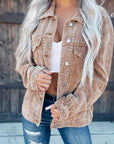 Dark Gray Studded Collared Neck Button Down Jacket