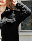 Dark Gray Texture Button Up Dropped Shoulder Coat