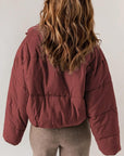 Saddle Brown Zip Up Collared Neck Long Sleeve Winter Coat