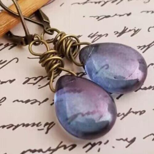 Gray Alloy Gemstone Drop Earrings