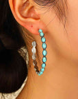 Sandy Brown Artificial Turquoise C-Hoop Earrings