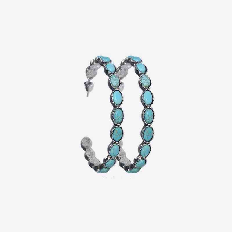 White Smoke Artificial Turquoise C-Hoop Earrings