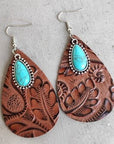 Gray Artificial Turquoise Teardrop Earrings