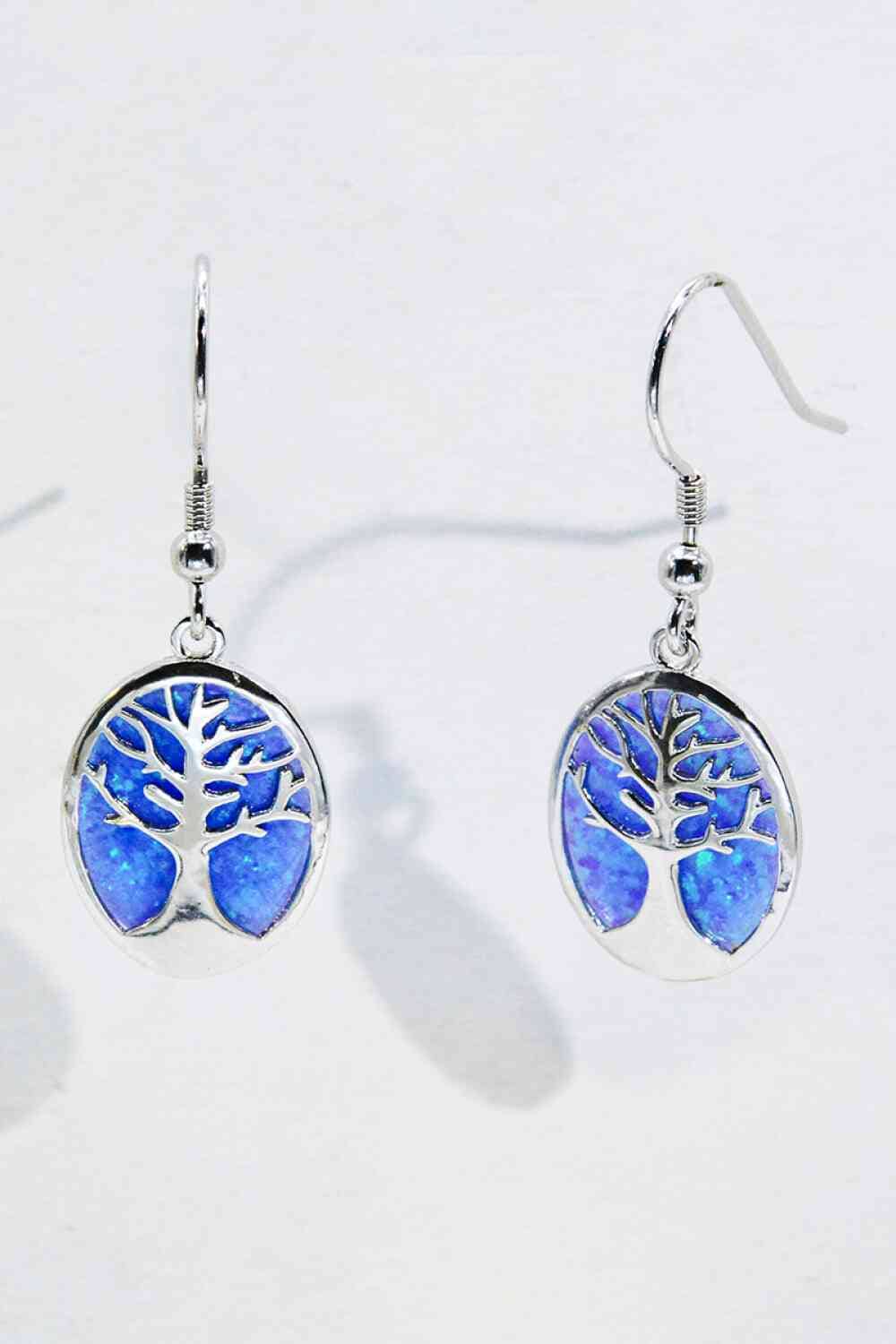 Lavender Opal Blue Platinum-Plated Drop Earrings