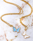 Lavender Butterfly Pendant Copper 14K Gold-Plated Necklace