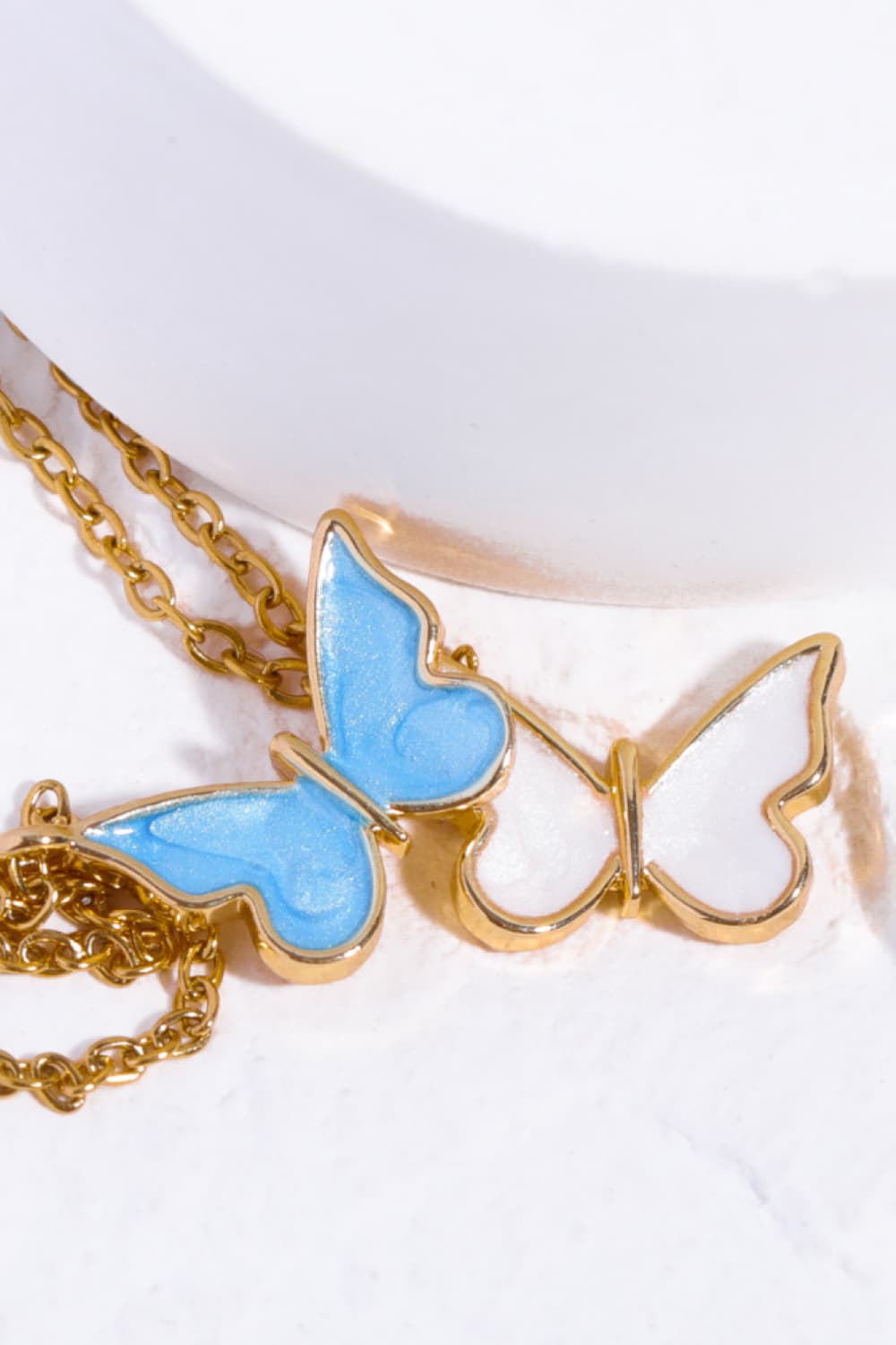 Lavender Butterfly Pendant Copper 14K Gold-Plated Necklace