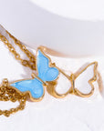 Lavender Butterfly Pendant Copper 14K Gold-Plated Necklace