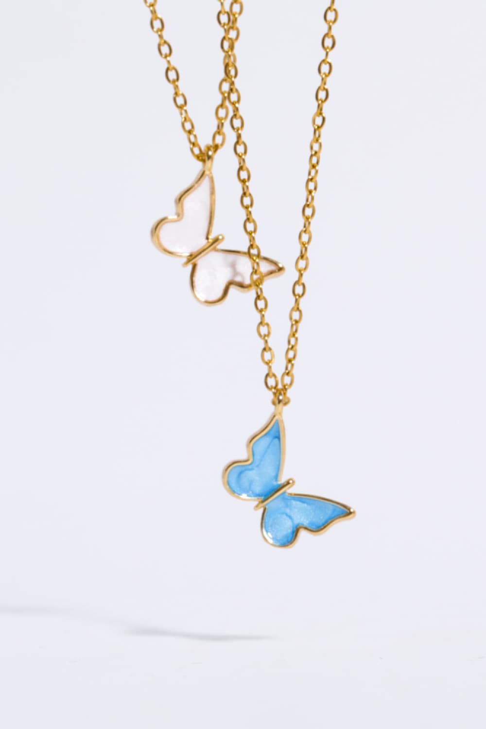 Lavender Butterfly Pendant Copper 14K Gold-Plated Necklace