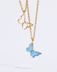 Lavender Butterfly Pendant Copper 14K Gold-Plated Necklace