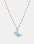 White Smoke Butterfly Pendant Copper 14K Gold-Plated Necklace