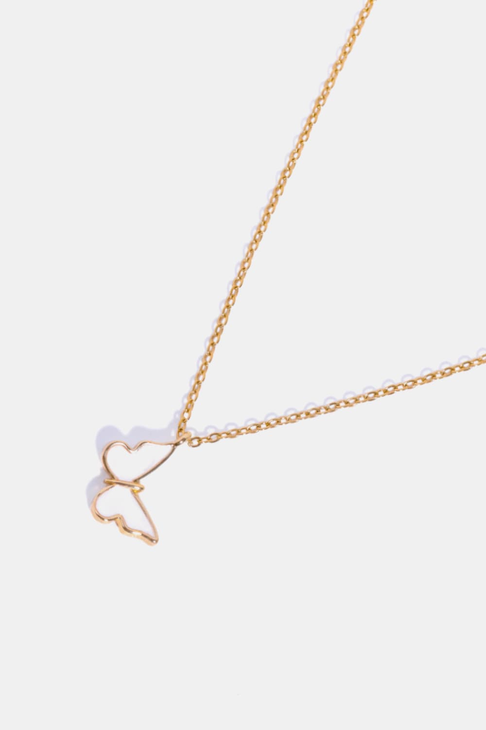 White Smoke Butterfly Pendant Copper 14K Gold-Plated Necklace