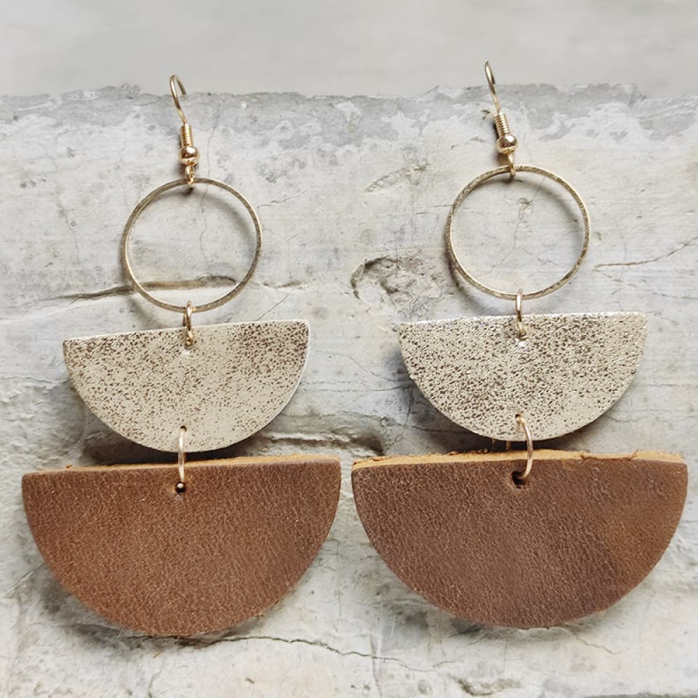 Gray Geometrical Shape Dangle Earrings