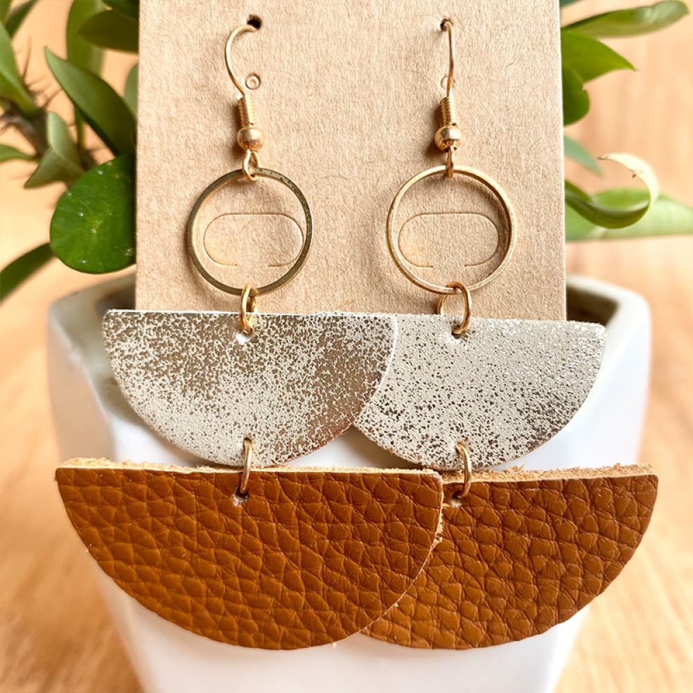 Wheat Geometrical Shape Dangle Earrings