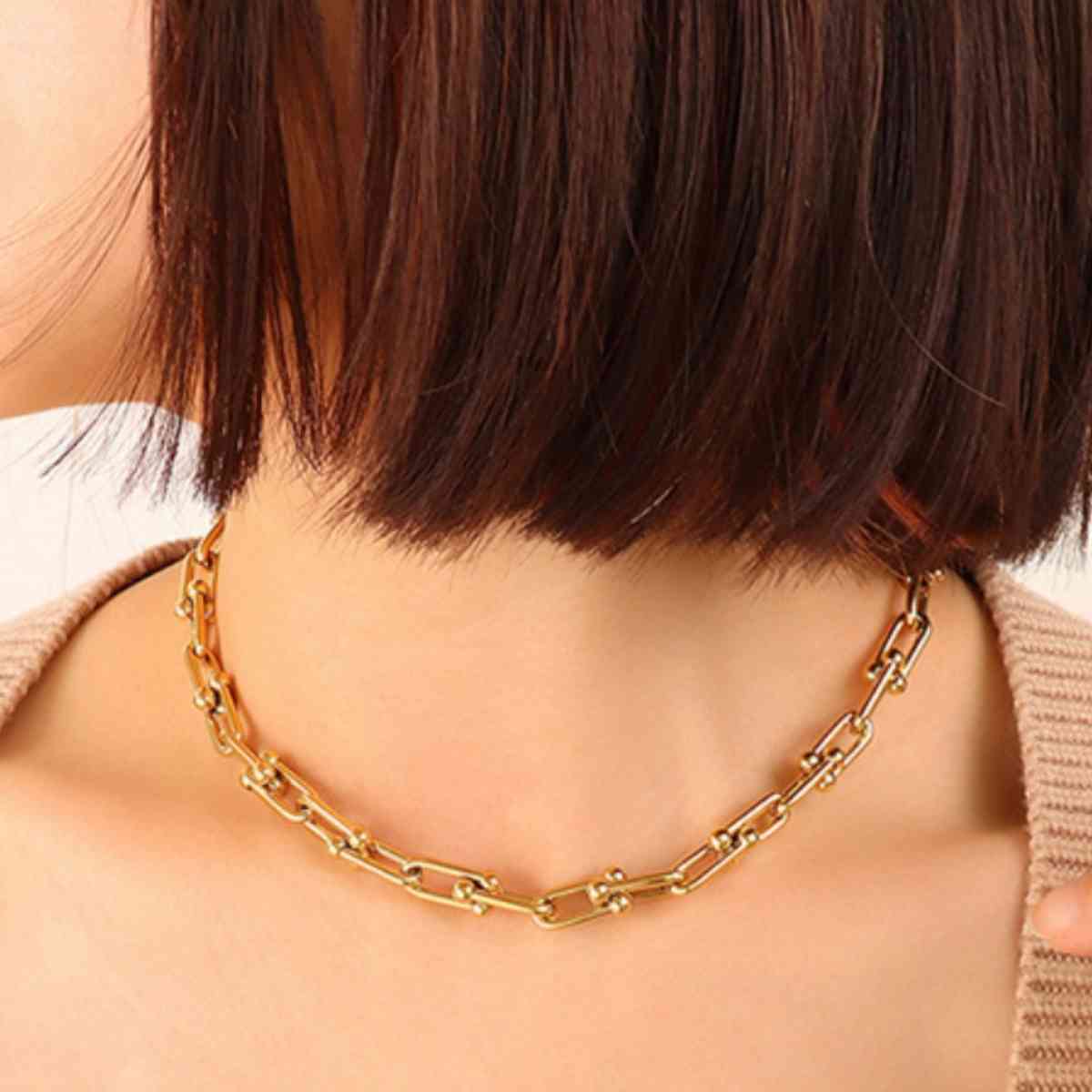 Tan Chunky Chain Titanium Steel Necklace