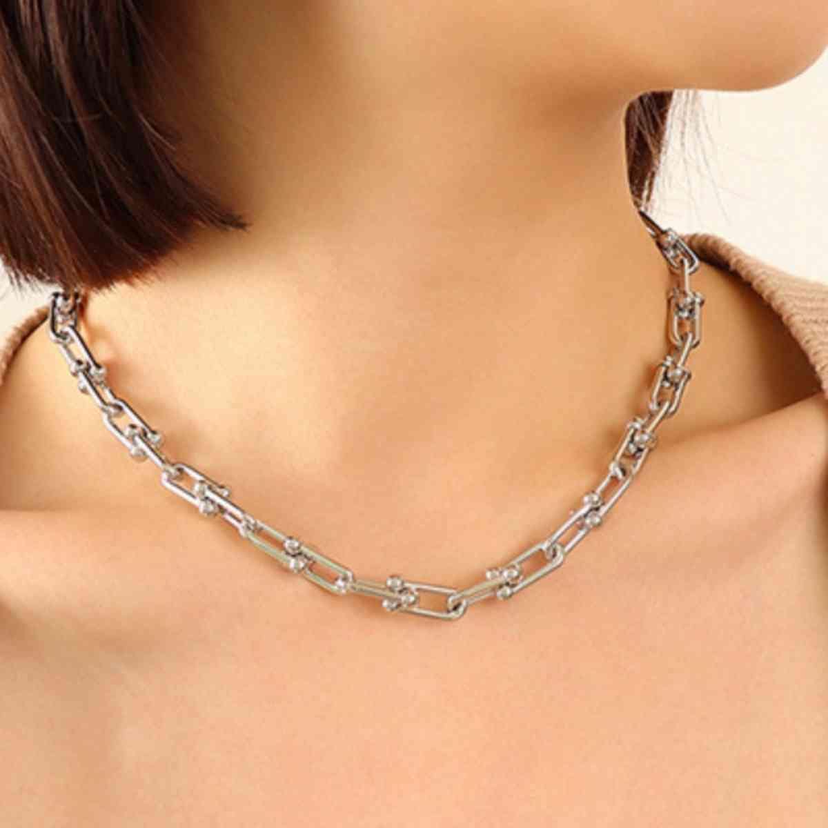 Tan Chunky Chain Titanium Steel Necklace