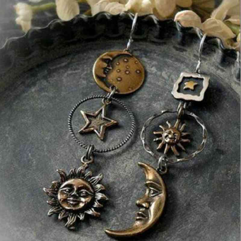 Dark Slate Gray Star, Sun, and Moon Earrings