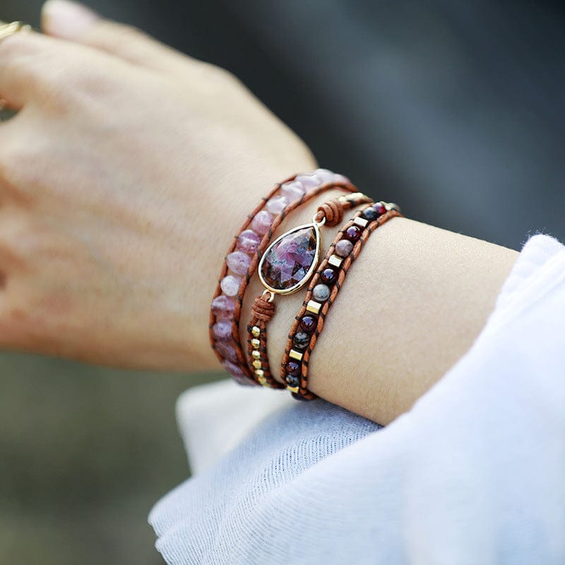 Dark Slate Gray Natural Stone Layered Bracelet