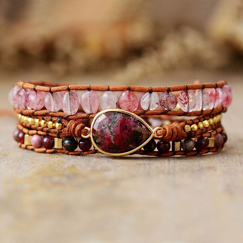 Rosy Brown Natural Stone Layered Bracelet