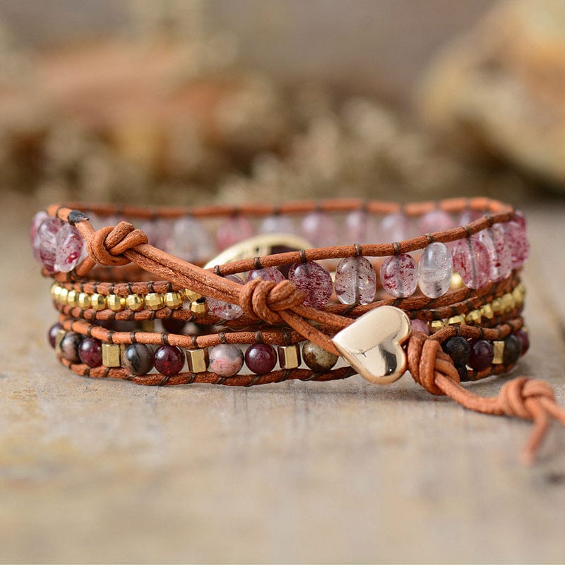 Rosy Brown Natural Stone Layered Bracelet