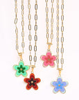 White Smoke Flower Pendant Stainless Steel Necklace