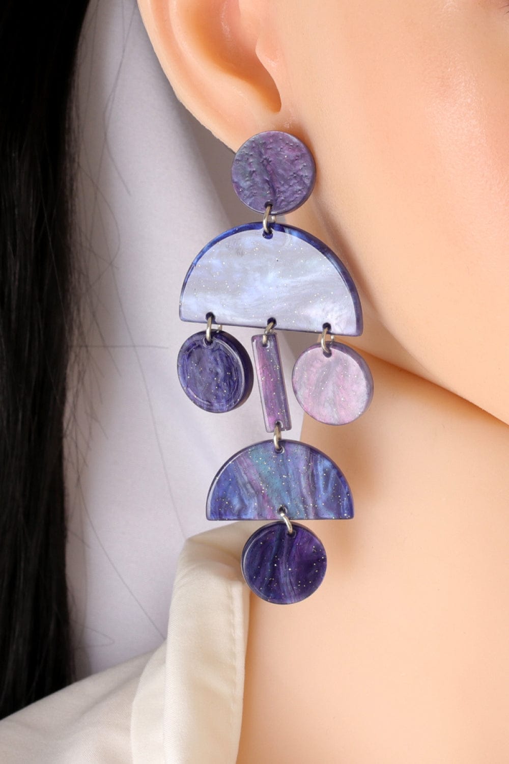 Gray Geometrical Shape Acrylic Dangle Earrings