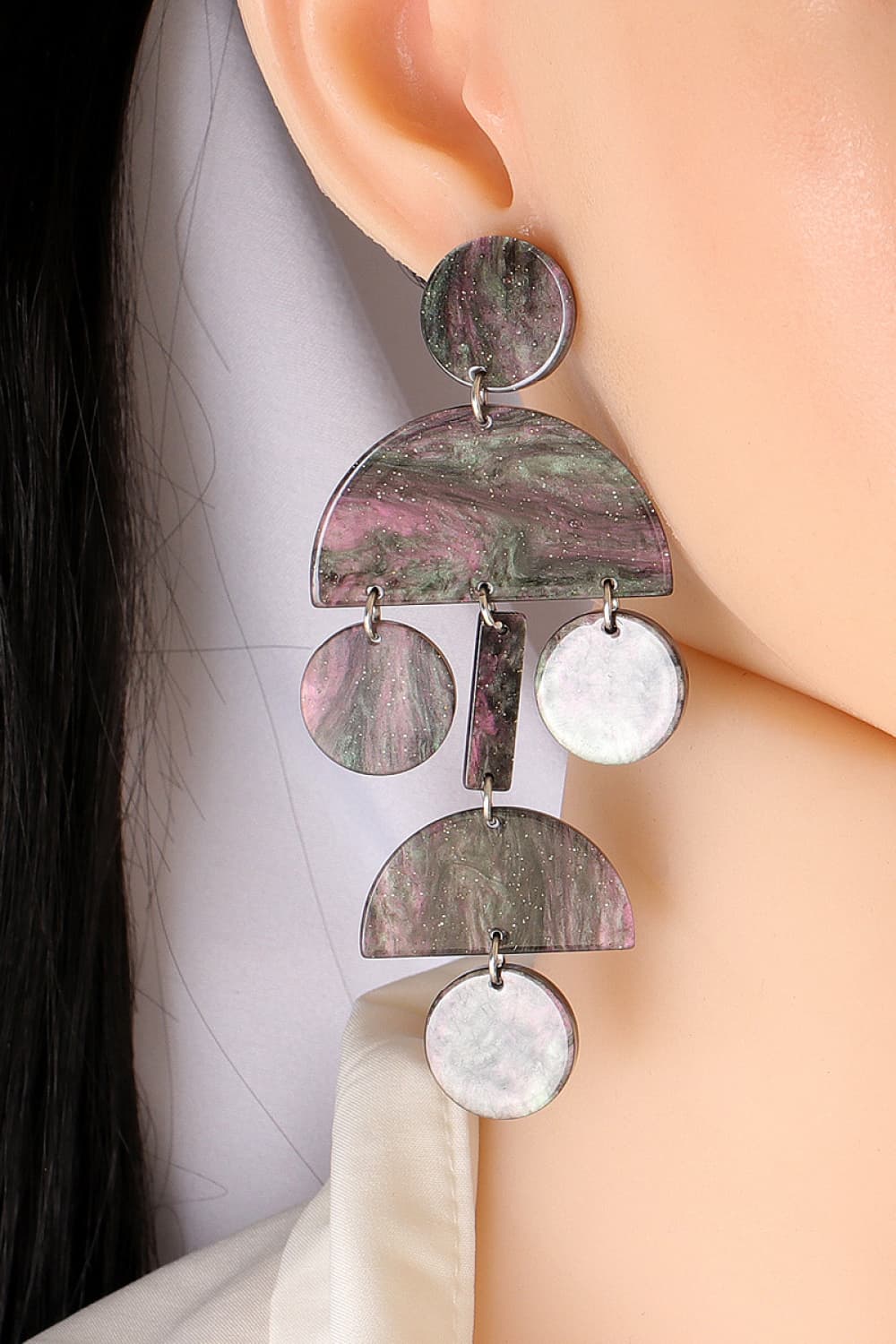 Gray Geometrical Shape Acrylic Dangle Earrings