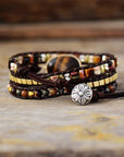 Rosy Brown Geometrical Shape Triple-Layer Bracelet