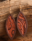 Saddle Brown Geometrical Shape Wooden Dangle Earrings