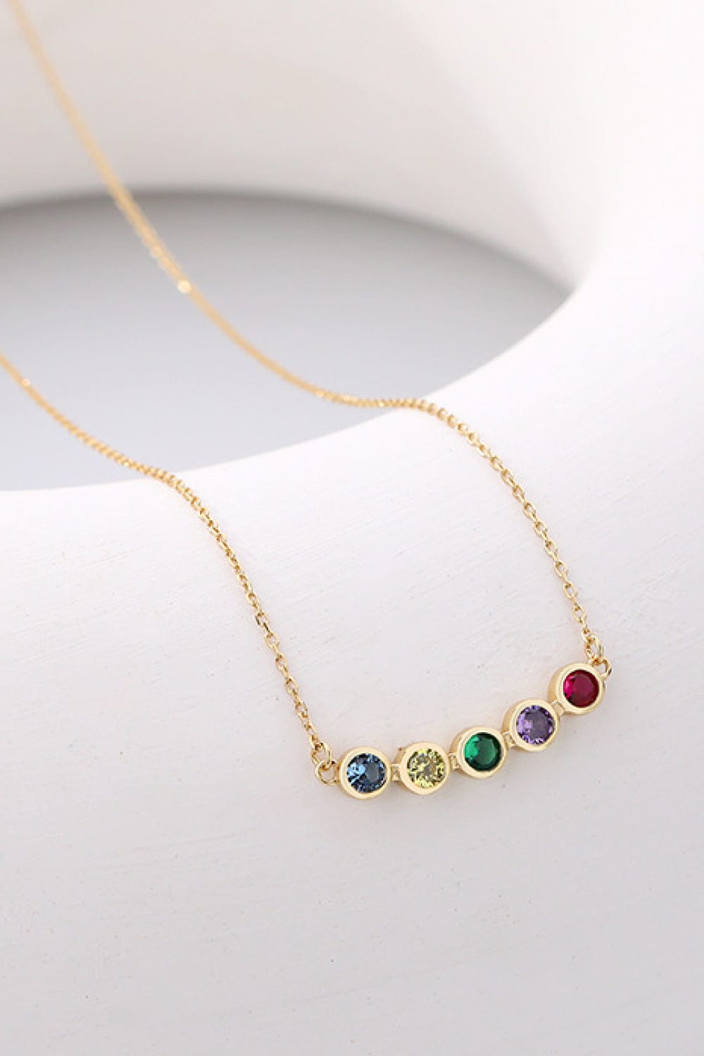 Light Gray 925 Sterling Silver Rainbow Cubic Zirconia Necklace