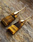 Dim Gray Handmade Geometrical Shape Natural Stone Dangle Earrings