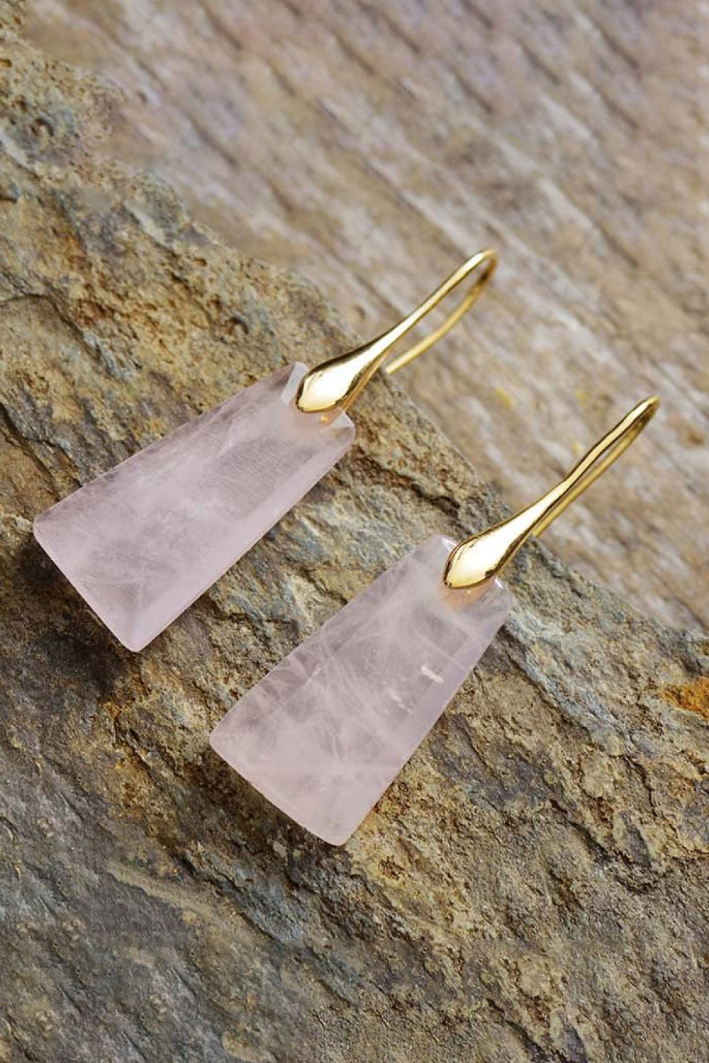 Rosy Brown Handmade Geometrical Shape Natural Stone Dangle Earrings