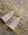 Rosy Brown Handmade Geometrical Shape Natural Stone Dangle Earrings