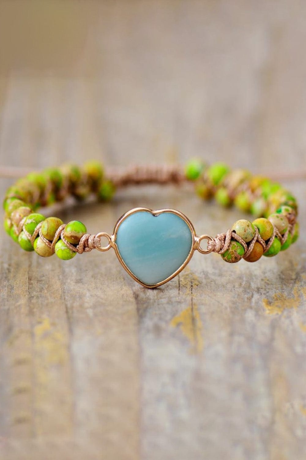 Rosy Brown Handmade Heart Shape Natural Stone Bracelet