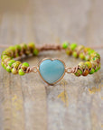 Rosy Brown Handmade Heart Shape Natural Stone Bracelet