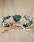 Tan Handmade Heart Shape Natural Stone Bracelet