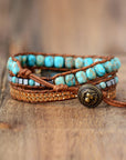 Rosy Brown Handmade Natural Stone Copper Bracelet