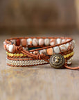 Dim Gray Handmade Natural Stone Copper Bracelet