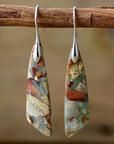 Dim Gray Handmade Natural Stone Dangle Earrings