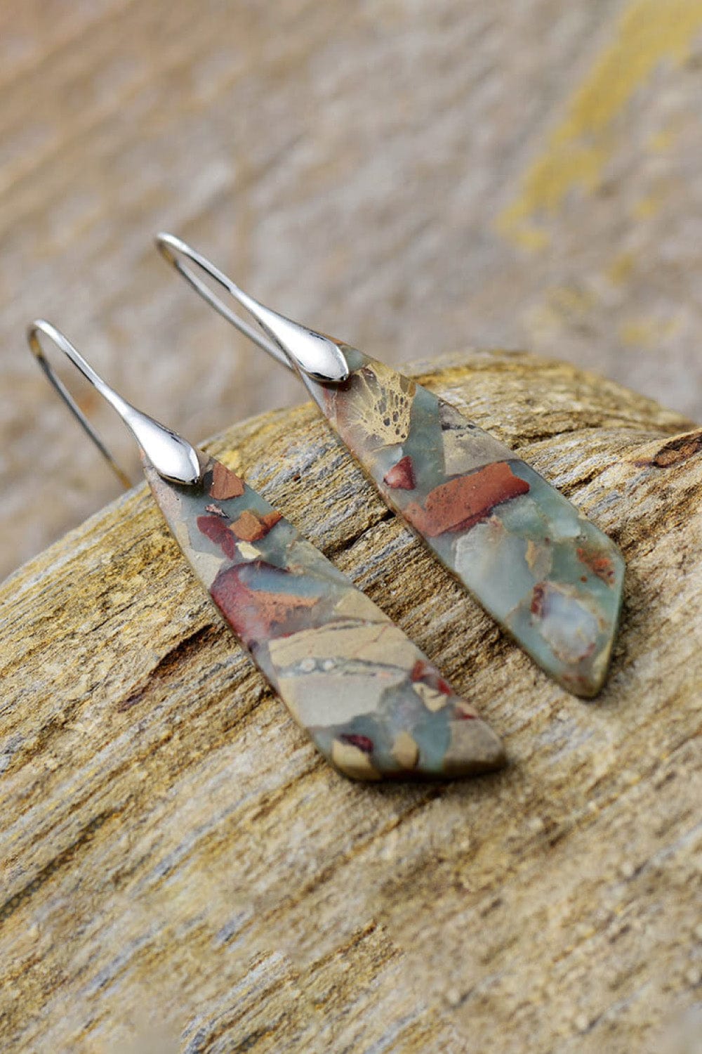 Rosy Brown Handmade Natural Stone Dangle Earrings